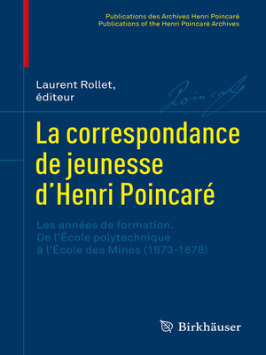cover image of La correspondance de jeunesse d'Henri Poincaré